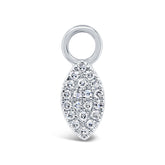 0.04ct 14k White Gold Diamond Pave Leaf Hoop Charm